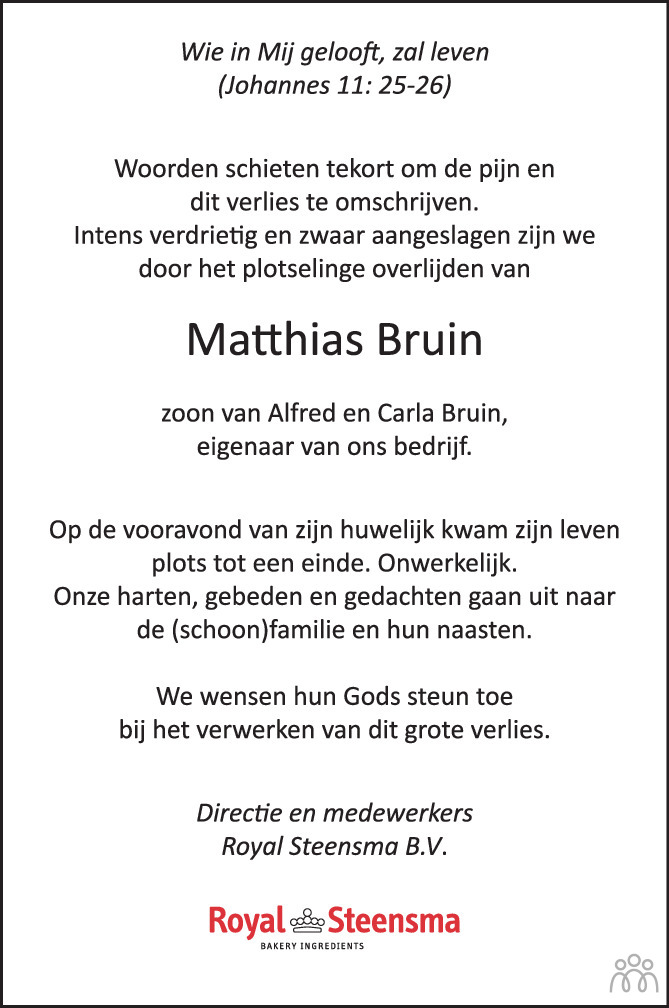 Matthias Bruin 31072023 overlijdensbericht en condoleances Mensenlinq.nl Matthias Bruin 31072023 overlijdensbericht en condoleances Mensenlinq.nl