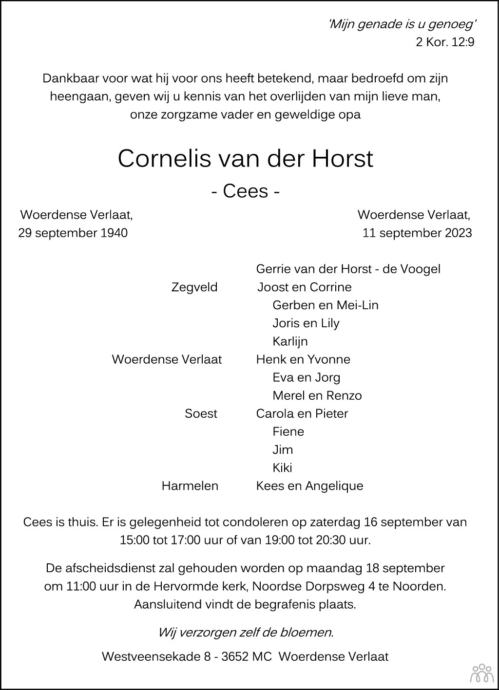 Cornelis (Cees) van der Horst 11092023 overlijdensbericht en condoleances Mensenlinq.nl Cornelis (Cees) van der Horst 11092023 overlijdensbericht en condoleances Mensenlinq.nl