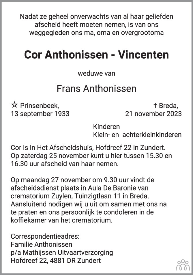 Cor AnthonissenVincenten 21112023 overlijdensbericht en condoleances