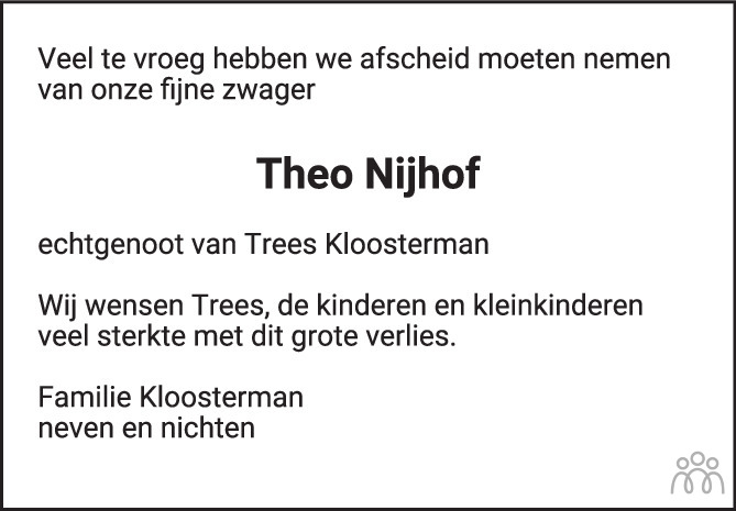 Theo Theodorus Hendrikus Aloysius Nijhof Overlijdensbericht En Condoleances