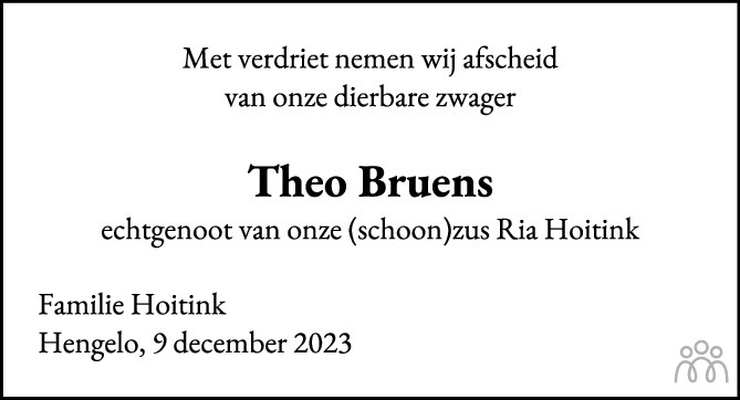 Pastor Theo Theodorus Henricus Josephus Bruens Overlijdensbericht En Condoleances