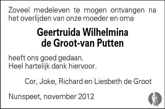 Geertruida Wilhelmina De Groot - Van Putten 06-10-2012 ...