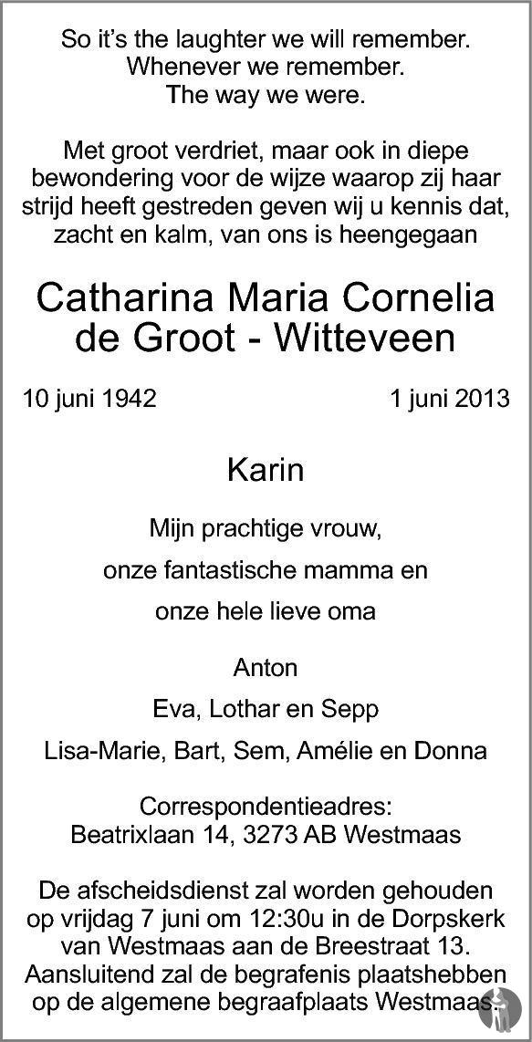 Catharina Maria Cornelia (Karin) de Groot Witteveen 01062013