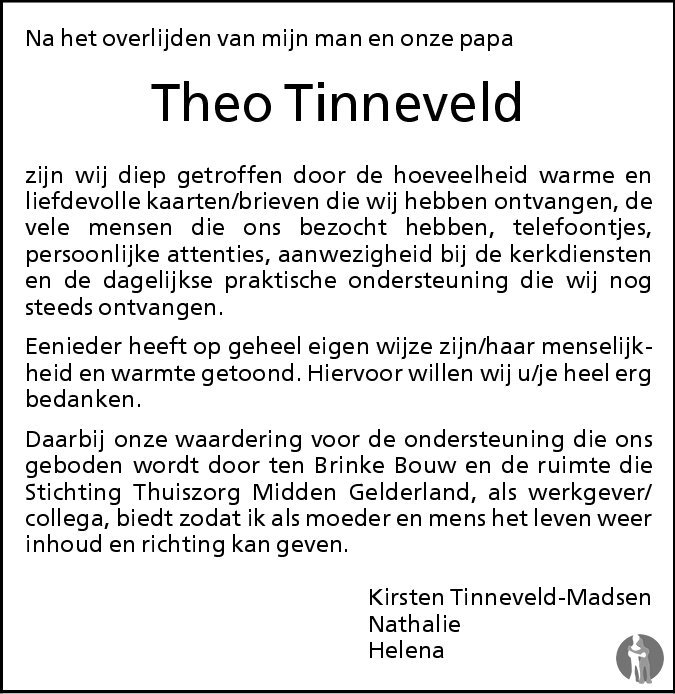 Theodorus Maria Theo Tinneveld 05 05 2007 Overlijdensbericht En