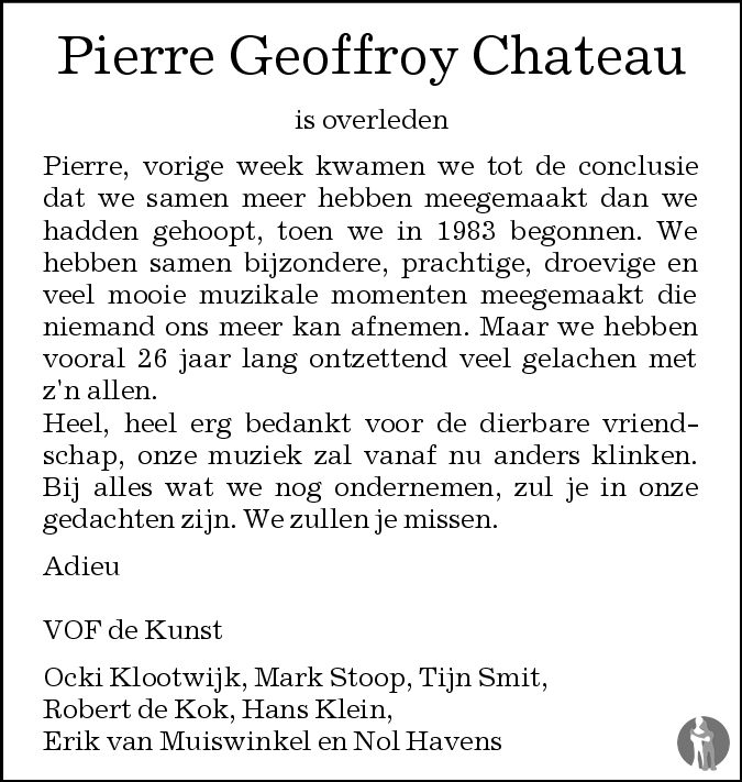 Pierre Geoffroy Chateau 26082007 overlijdensbericht en condoleances