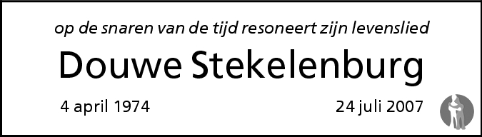 Overlijdensbericht van Douwe Stekelenburg in de Gelderlander