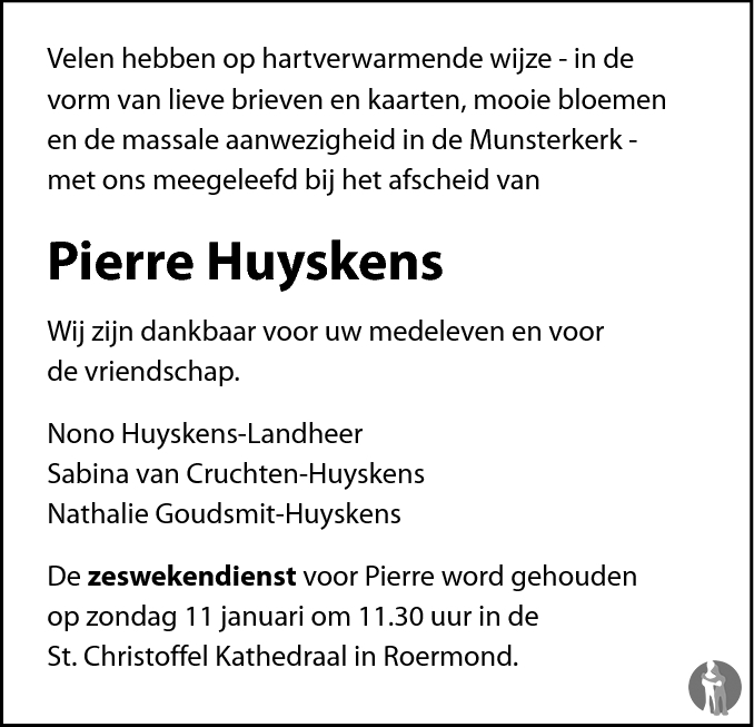 Pierre Huyskens 19112008 overlijdensbericht en condoleances