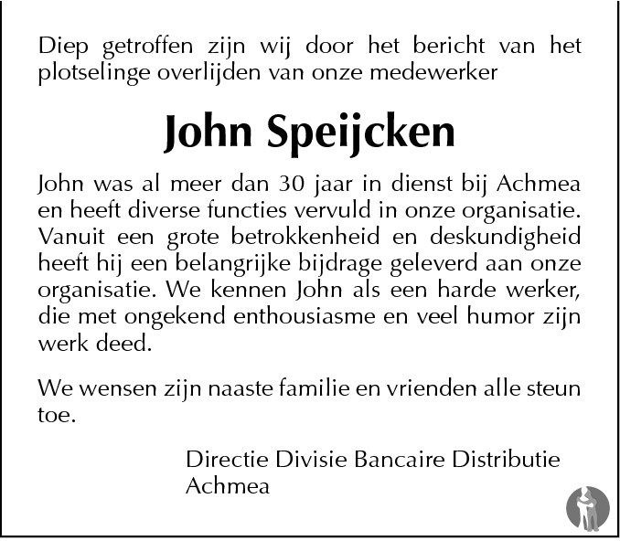 John Speijcken 21-12-2009 overlijdensbericht en condoleances ...