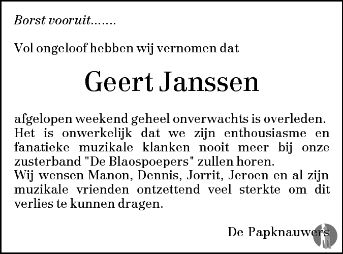 Gerard Janssen 03042010 overlijdensbericht en condoleances