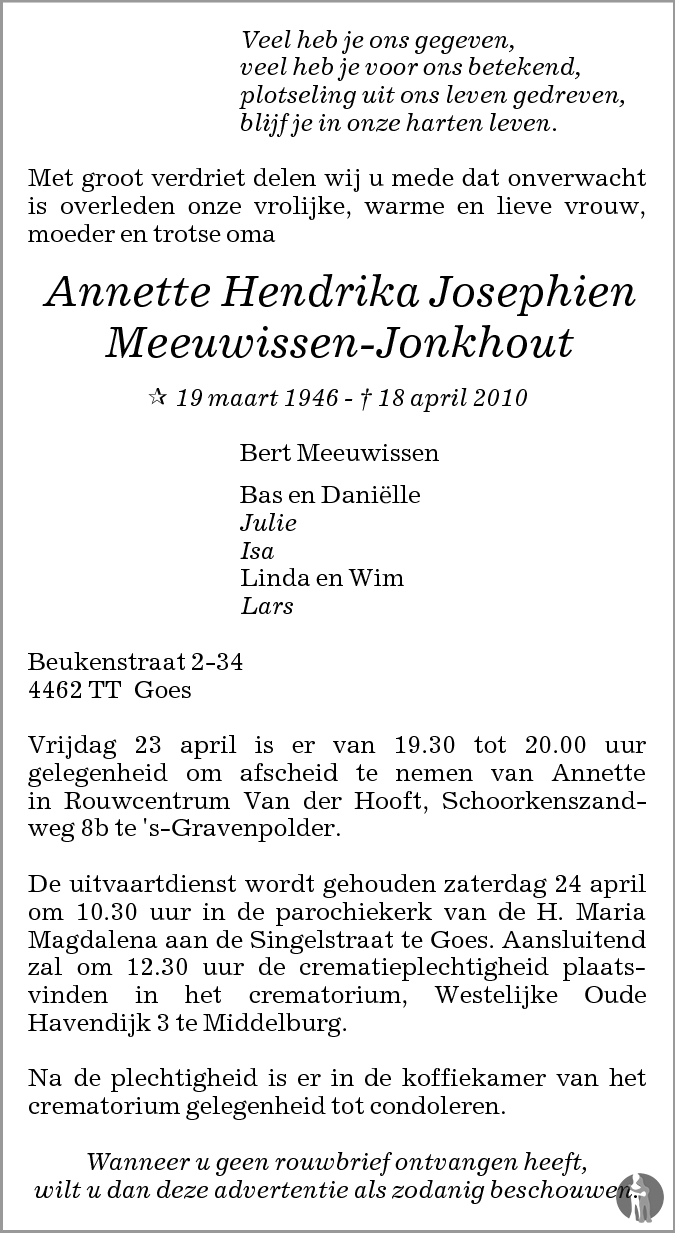 Hendrika Josephien Meeuwissen Jonkhout 18042010