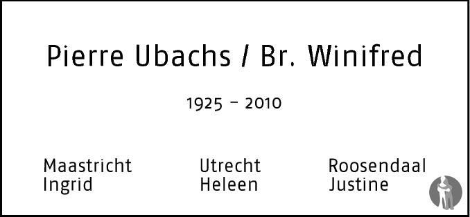 Overlijdensbericht van Petrus Joseph Hubertus (Broeder dr. Pierre) Ubachs FIC in De Limburger