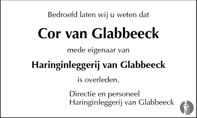 Cor van Glabbeeck 19-10-2010 overlijdensbericht en condoleances ...