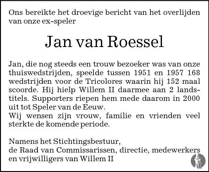 Jan van Roessel 03062011 overlijdensbericht en condoleances