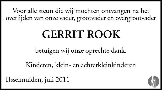 Gerrit Rooks Gerrit Rook 21-04-2011 overlijdensbericht en condoleances - Mensenlinq.nl