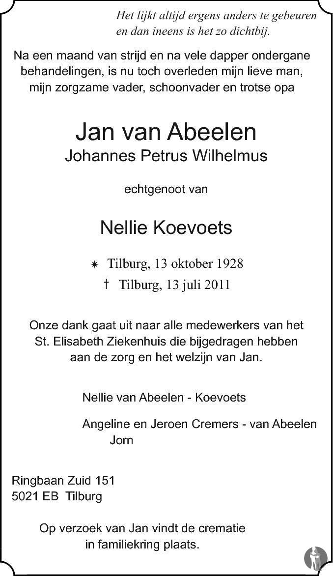 Johannes Petrus Wilhelmus (Jan) van Abeelen 13-07-2011 ...