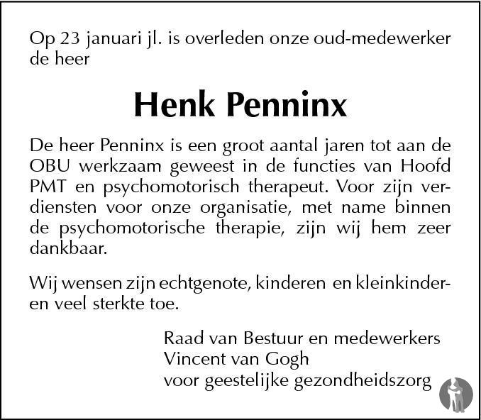 Henk Penninx 23012012 overlijdensbericht en condoleances Mensenlinq.nl