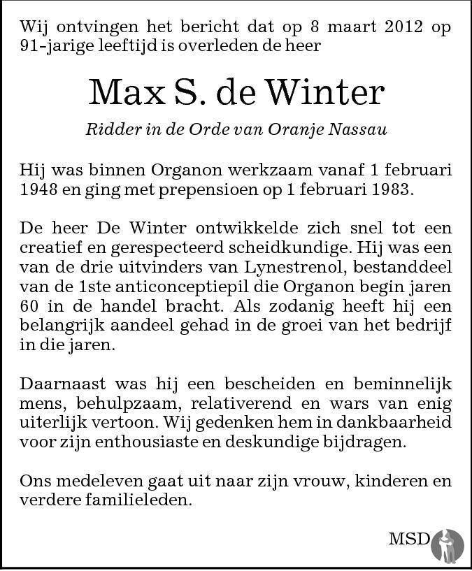 Vuilnisbak Varen Guinness Max Salomon de Winter ✝ 08-03-2012 overlijdensbericht en condoleances -  Mensenlinq.nl