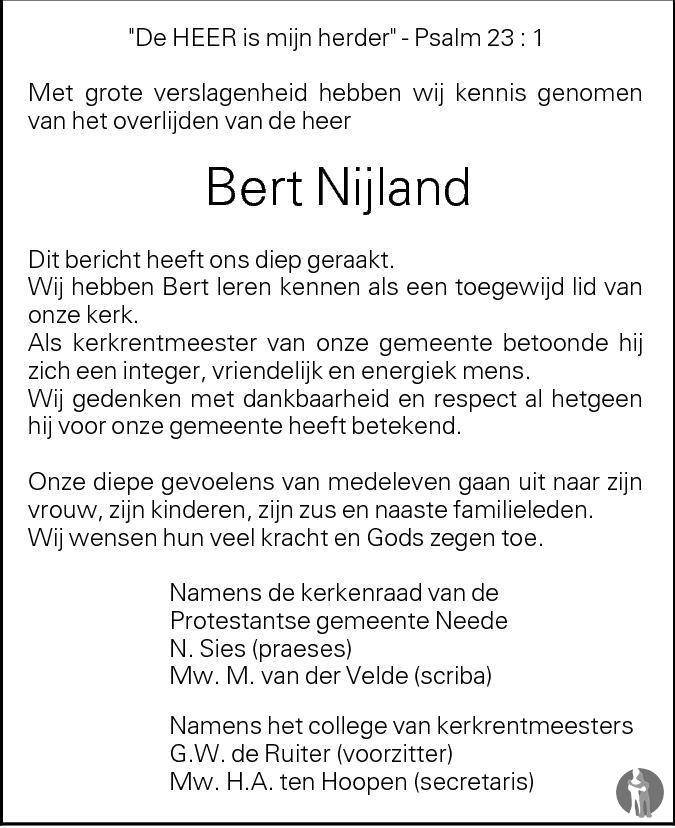Egbert Bernard Nijland 11032012 overlijdensbericht en condoleances