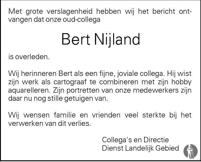 Egbert Bernard Nijland 11032012 overlijdensbericht en condoleances