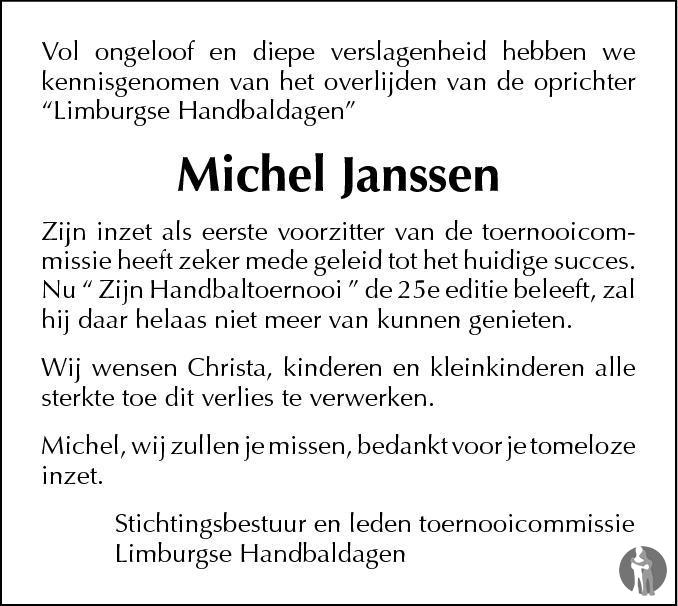 Michel Janssen 20-08-2012 overlijdensbericht en condoleances ...