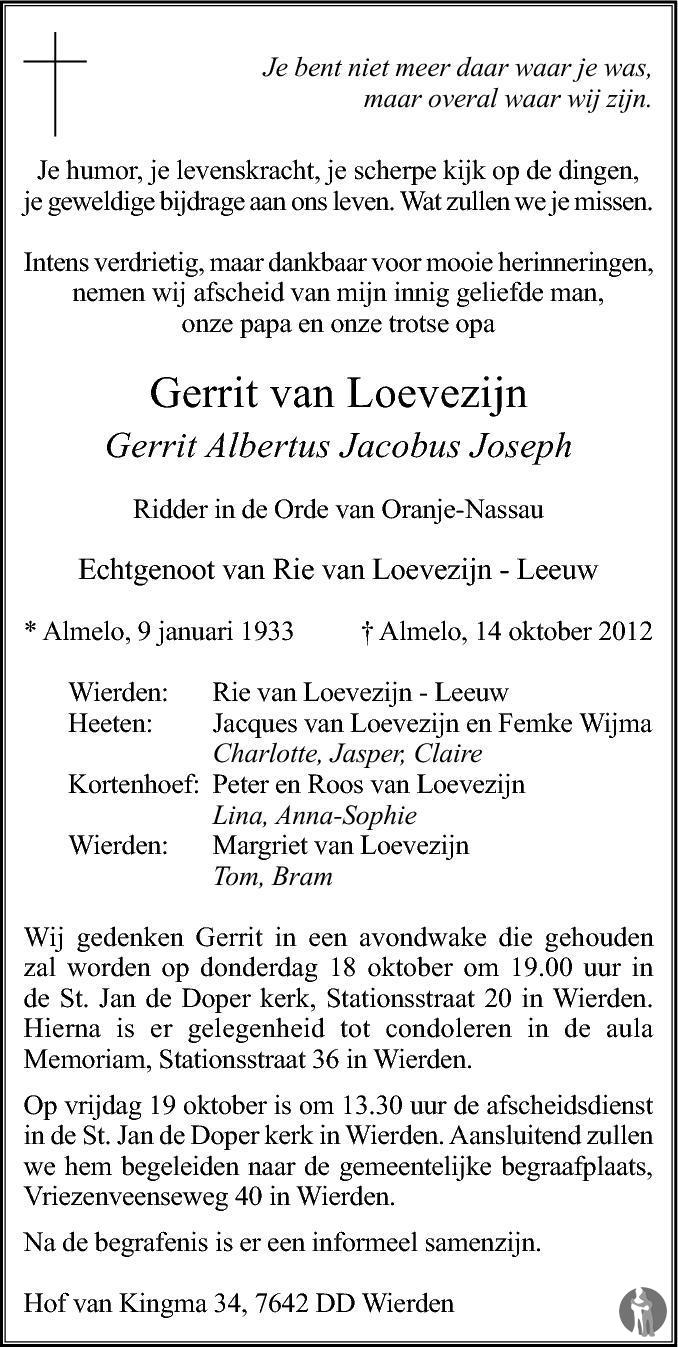 Gerrit Albertus Jacobus Joseph (Gerrit) Loevezijn 14-10-2012 ...