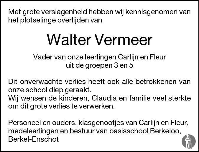 Walter Vermeer 10-12-2012 overlijdensbericht en ...