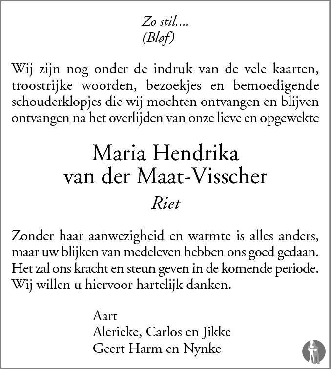 Maria Hendrika (Riet) van der Maat Visscher 26032013