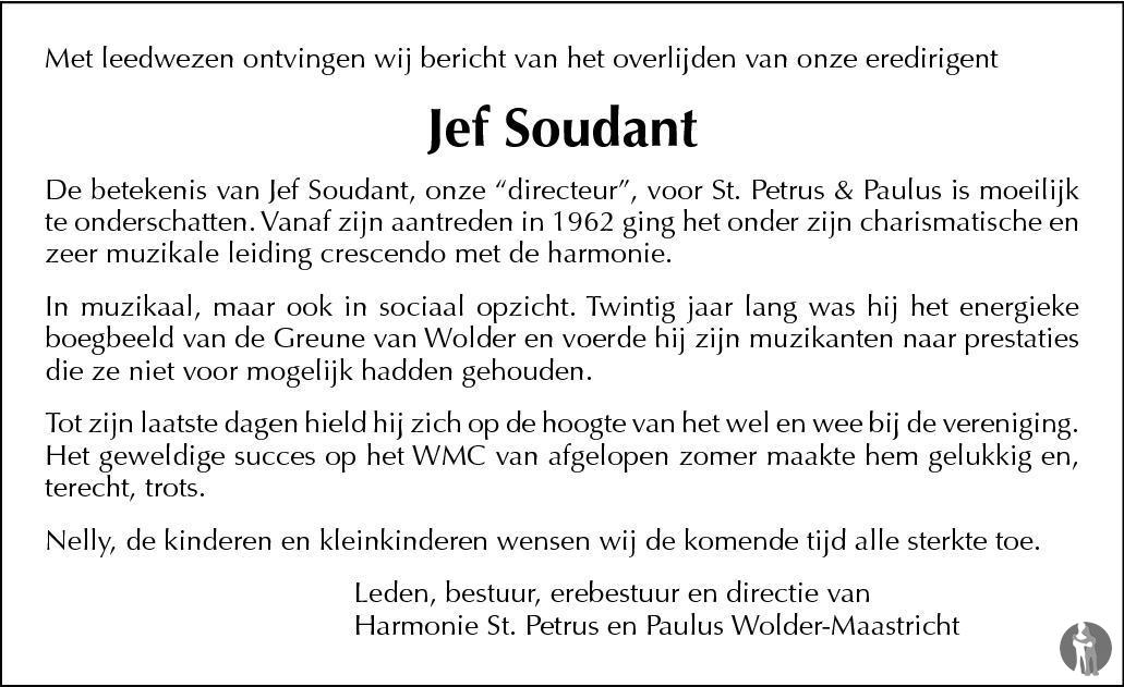 Josephus Hubertus (Jef) Soudant 11092013 overlijdensbericht en