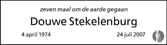 Overlijdensbericht van Douwe Stekelenburg in de Gelderlander