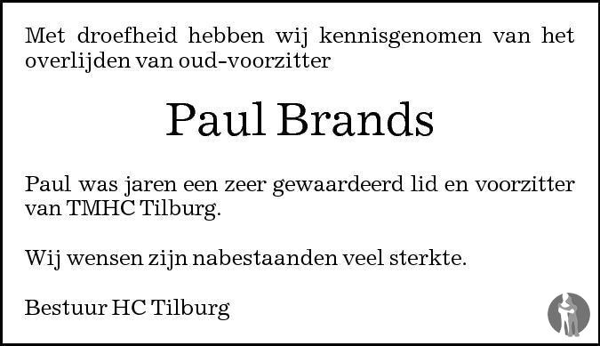 Paul Brands 22012015 overlijdensbericht en condoleances Mensenlinq.nl