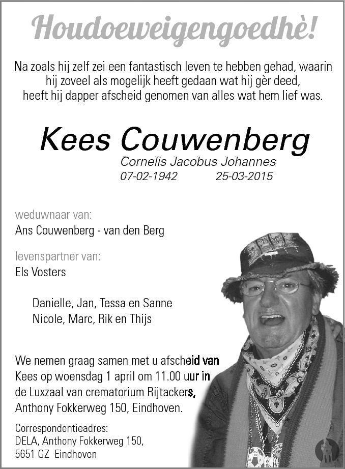 Cornelis Jacobus Johannes (Kees) Couwenberg 25032015