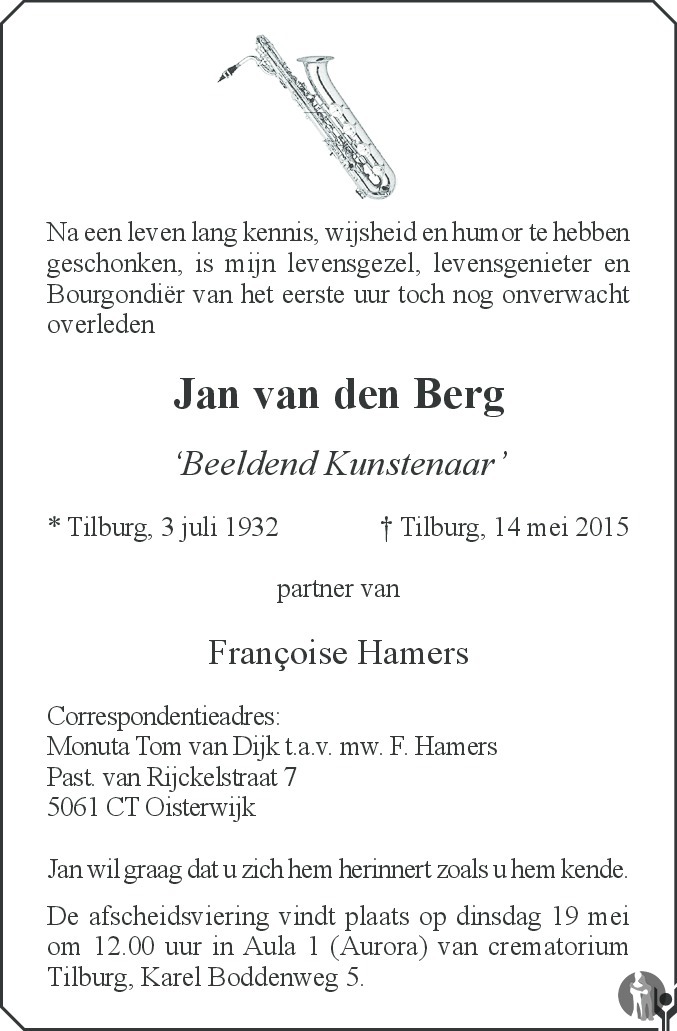 Jan van den Berg 14052015 overlijdensbericht en condoleances Mensenlinq.nl Jan van den Berg 14052015 overlijdensbericht en condoleances Mensenlinq.nl