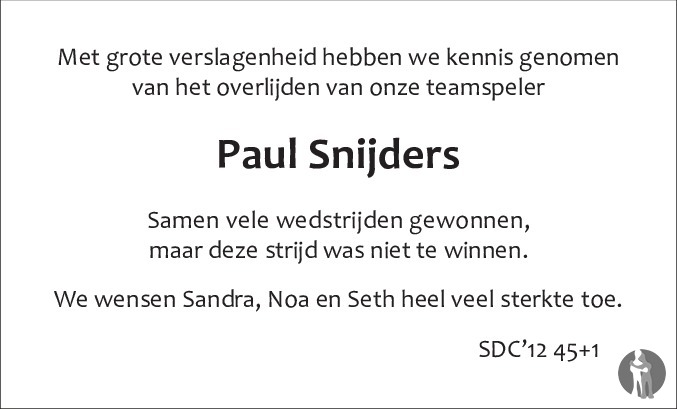 Paul Snijders 09-02-2016 overlijdensbericht condoleances - Mensenlinq.nl