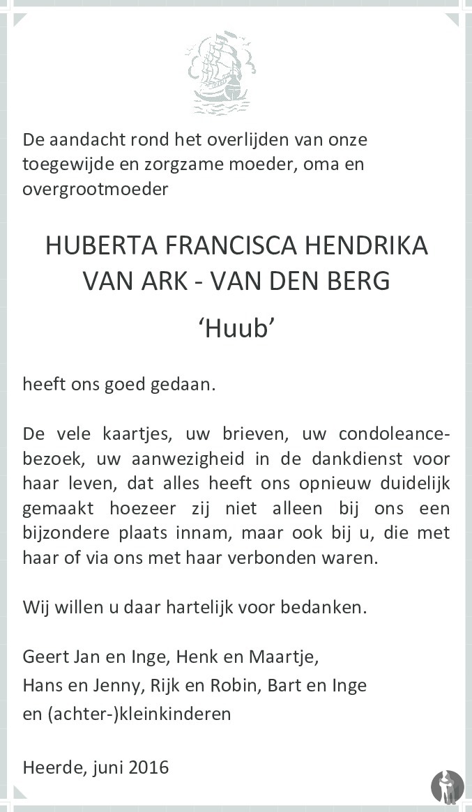 Huberta Francisca Hendrika (Huub) van Ark van den Berg 24042016