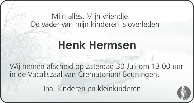 Henk Hermsen 26072016 overlijdensbericht en condoleances Mensenlinq.nl