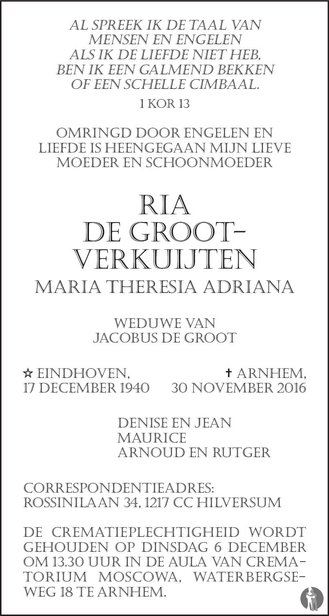 Maria Theresia Adriana (Ria) de Groot Verkuijten 30112016
