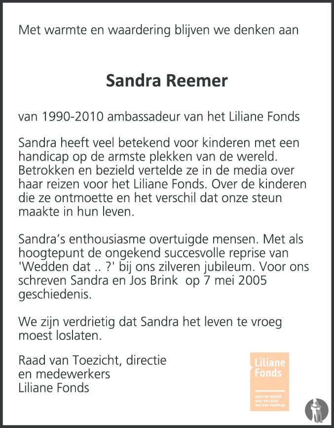 Hoe Is Sandra Reemer Overleden