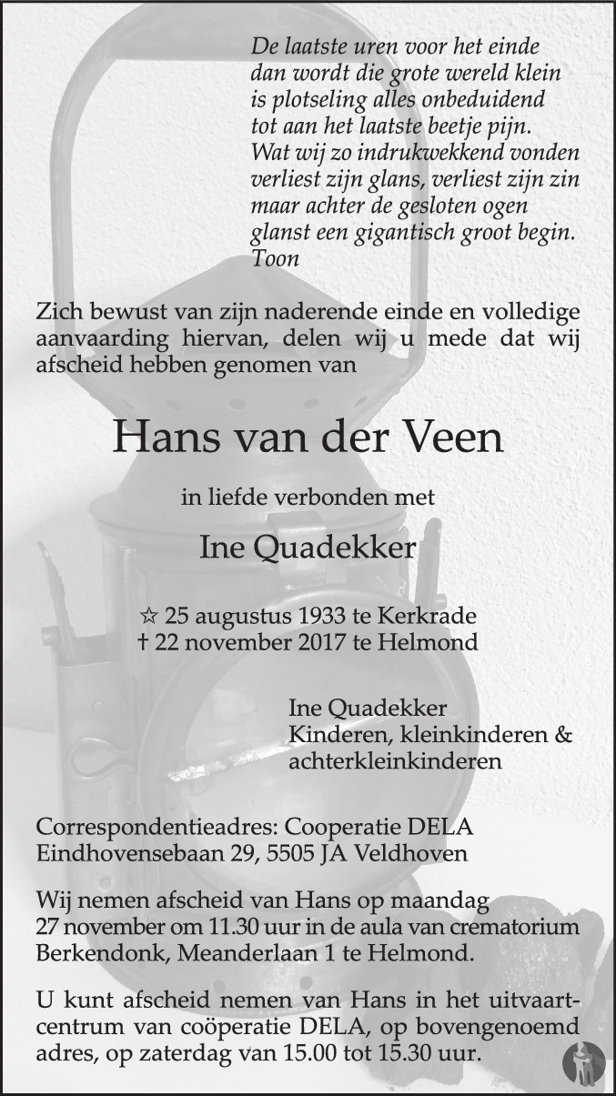 Hans van der Veen 22112017 overlijdensbericht en condoleances Mensenlinq.nl