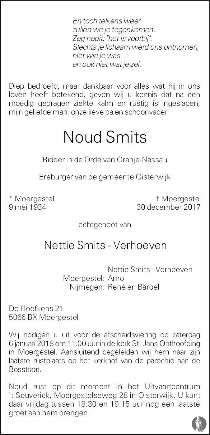 Overlijdensbericht van Noud Smits  in Brabants Dagblad