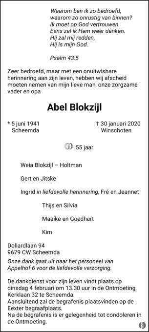 Abel Blokzijl | Mensenlinq.nl - de Weekkrant | Overlijden ...