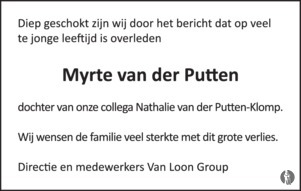 Myrte Van Der Putten De Limburger Overlijden Nieuws Condoleances En Familieberichten