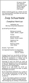 Josephus Henricus Joop Schuurmans Mensenlinq Nl De Weekkrant Overlijden Nieuws Condoleances En Familieberichten