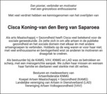 advertentie van Cisca Koning-van den Berg van Saparoea