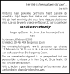 overlijdensbericht van Daniëlle Boudewijn