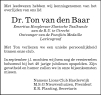 advertentie van Dr.Ton van den Baar