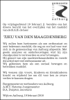 overlijdensbericht van Tjeu van den Maagdenberg