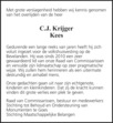 overlijdensbericht van Cornelis Johannis (Kees) Krijger