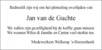 overlijdensbericht van Jan van de Guchte