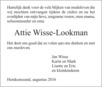 overlijdensbericht van Adriana Tannetje (Attie) Wisse - Lookman