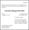 overlijdensbericht van Cornelia Margaretha Mol